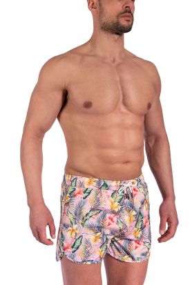 M2380 Beach Swim Shorts pink flower | XXL